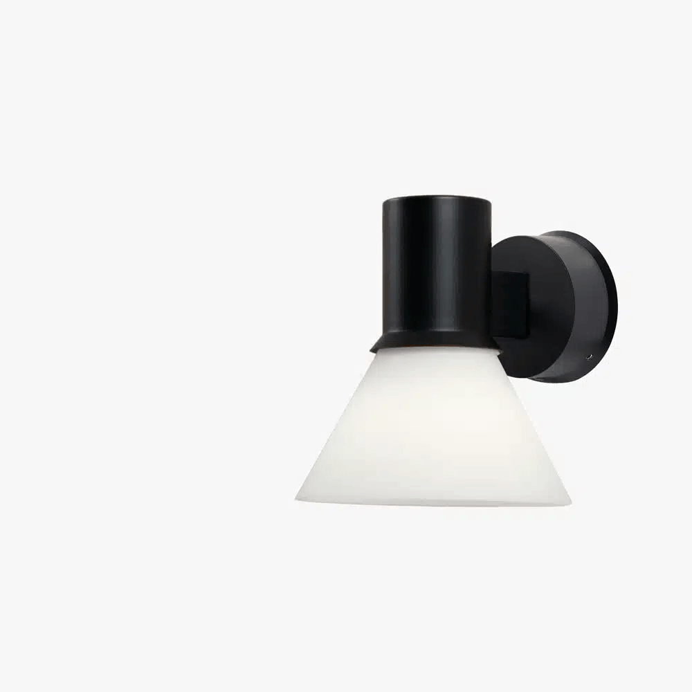 Anglepoise Light - Type 80 W4 Wall Light Matte Black Opal Glass - Matt Black and Glass Finish - Opal Glass Shade and Steel Stem