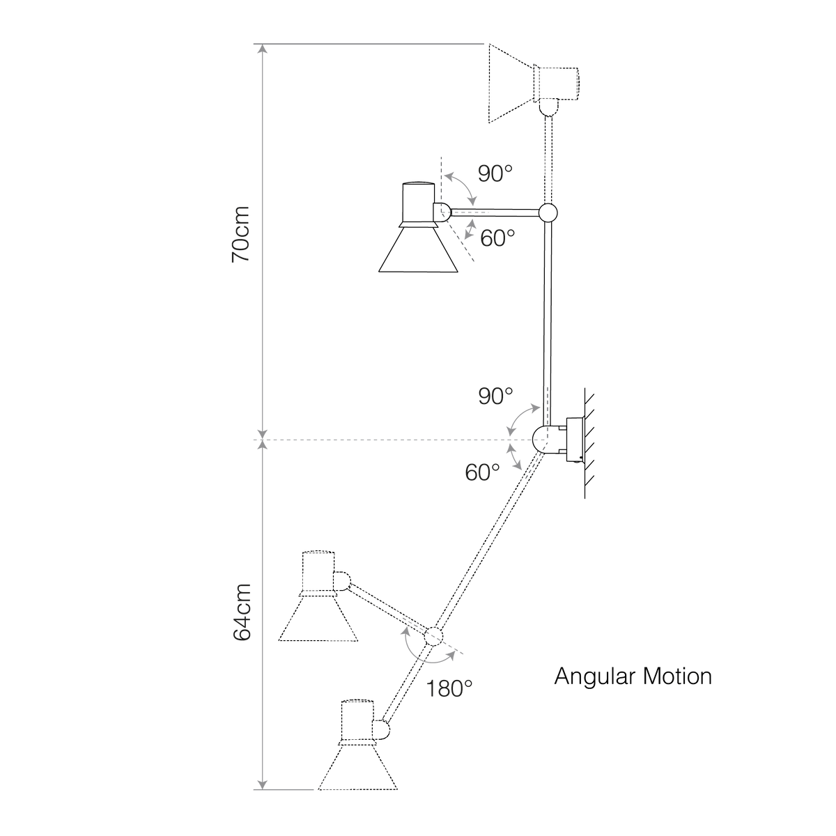 Anglepoise Light - Type 80 W3 Wall Light with cable Matte Black - Matte Black Finish - Aluminium Shade