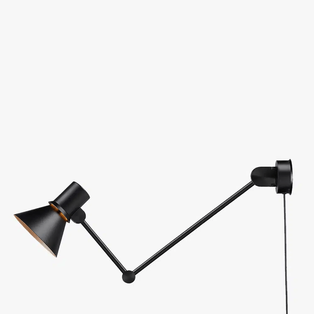 Anglepoise Light - Type 80 W3 Wall Light with cable Matte Black - Matte Black Finish - Aluminium Shade