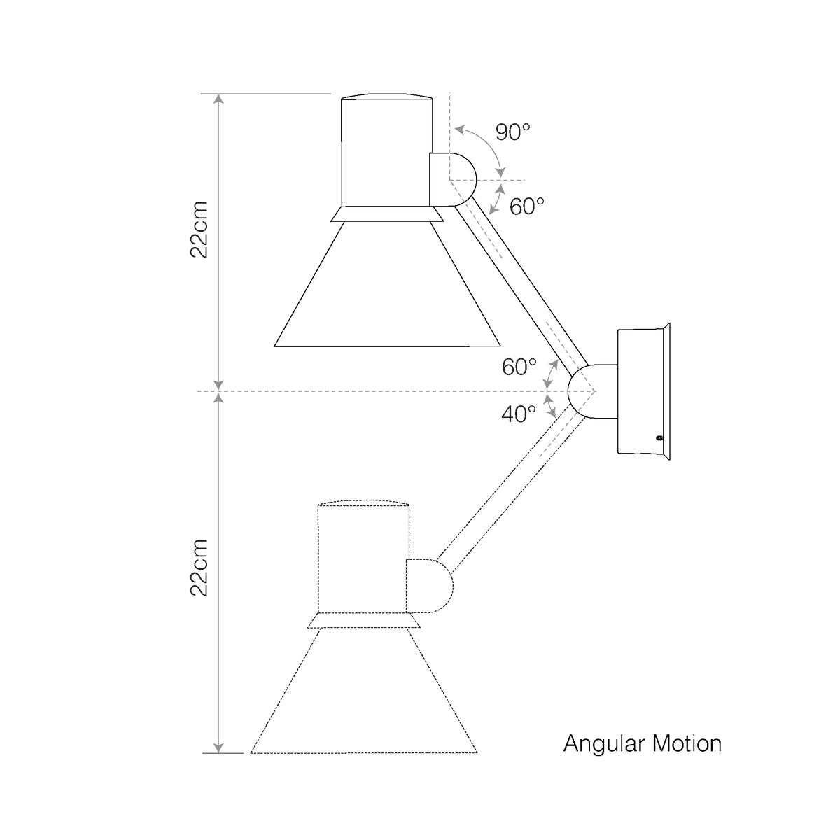 Anglepoise Light - Type 80 W2 Wall Light with cable Matt Black - Matt Black Finish - Aluminium Shade and Steel Stem