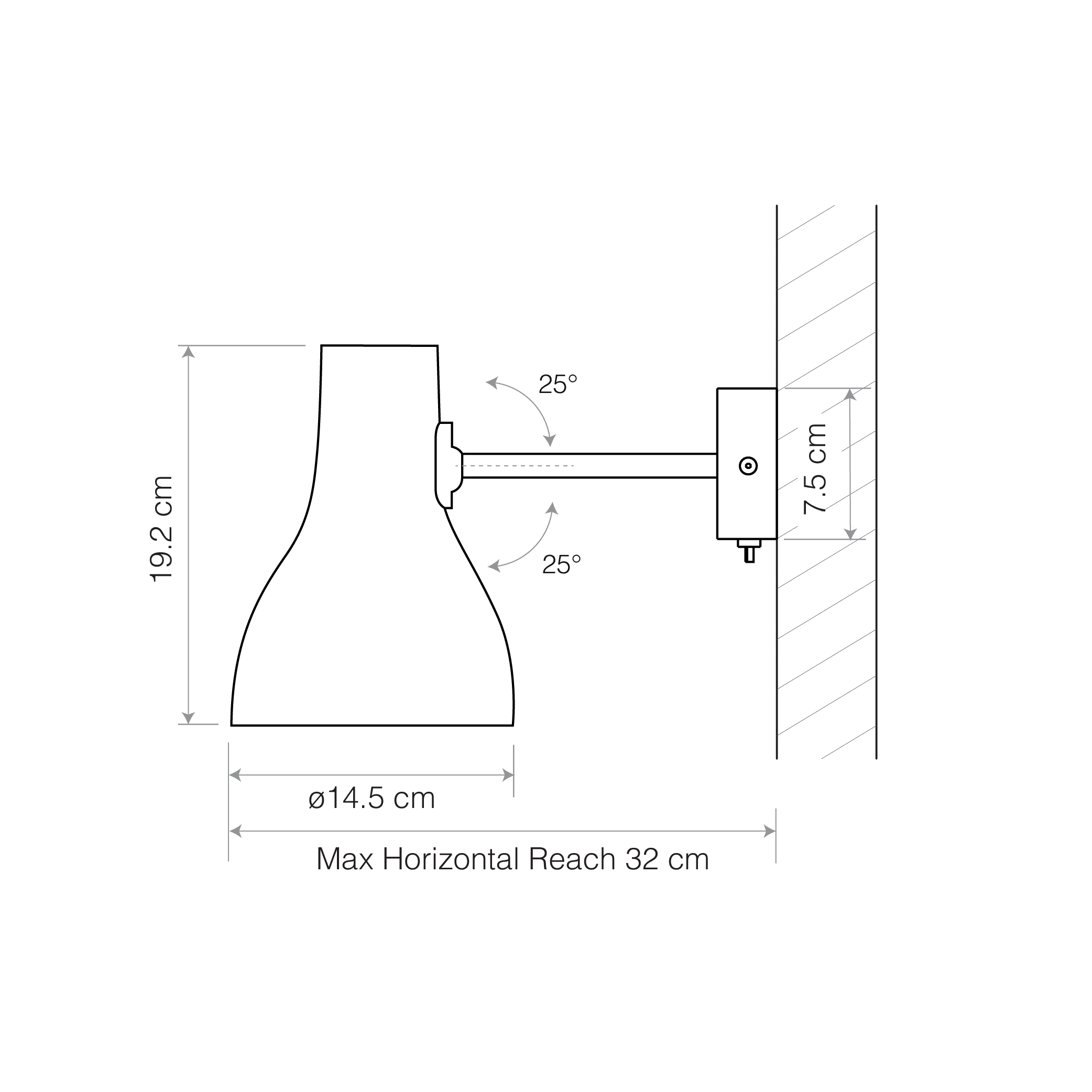 Anglepoise Light - Type 75 Wall Light Jet Black - Jet Black Finish - Aluminium Shade