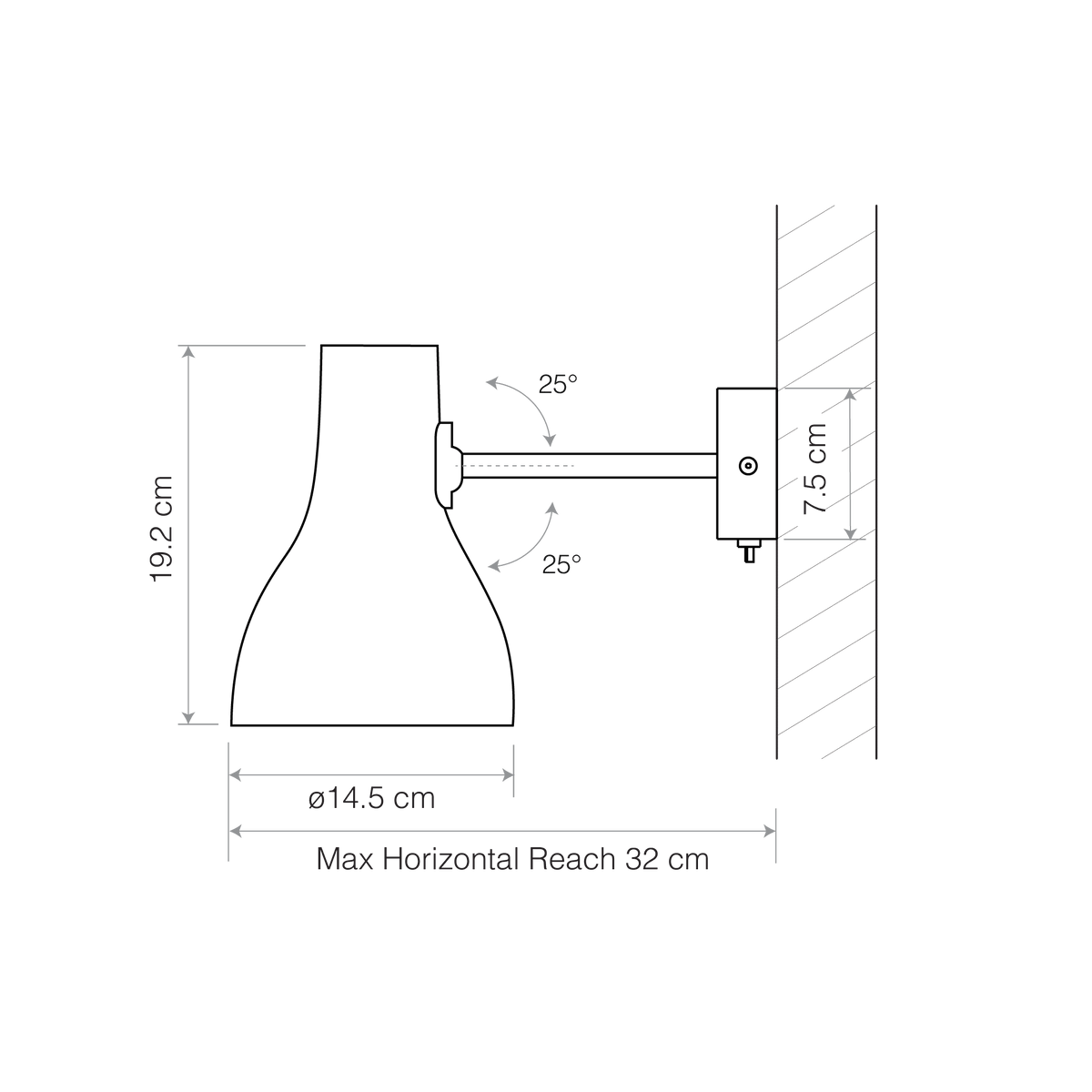 Anglepoise Light - Type 75 Wall Light Jet Black - Jet Black Finish - Aluminium Shade
