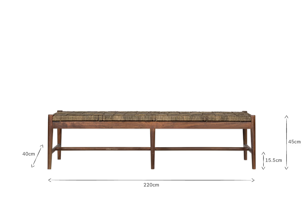 Nkuku - Raunak Acacia Woven Bench - Washed Walnut - Large