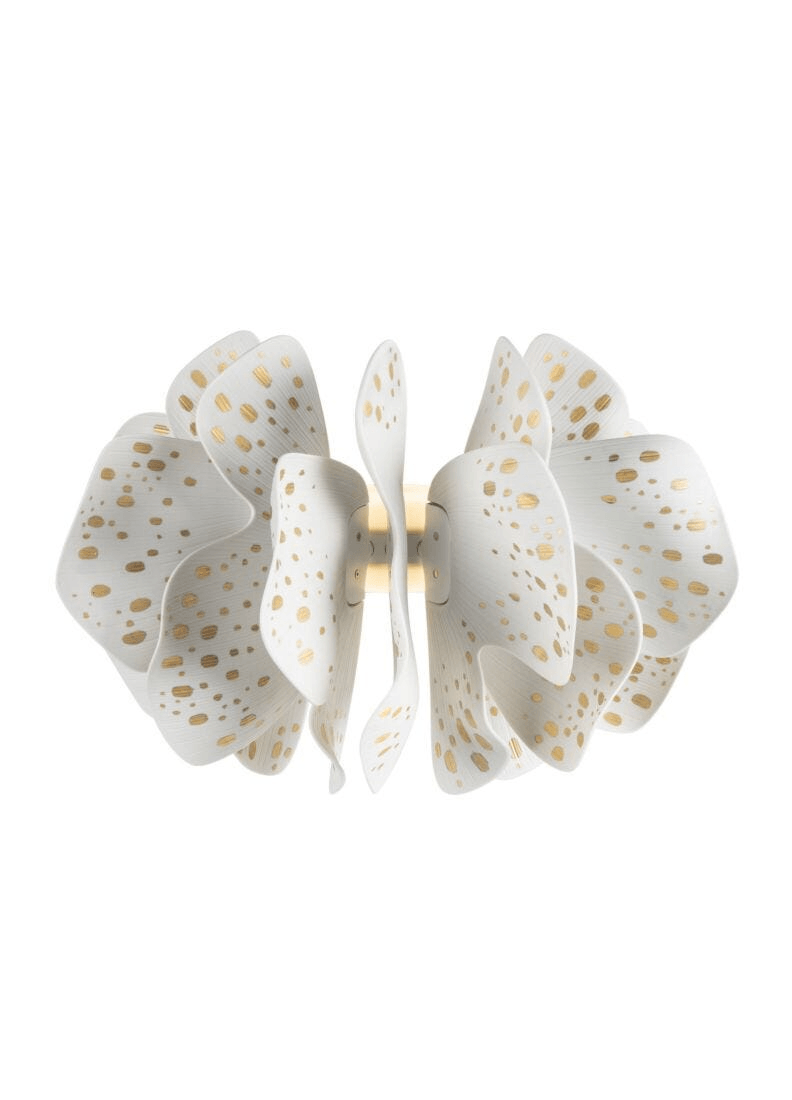 Lladró - Nightbloom Wall Sconce - Golden luster with delicate white porcelain and golden luster accents.
