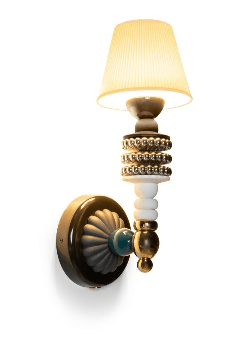 Lladró - Firefly wall light by Olga Hanono in porcelain with metallic colors, elegant and original design.
