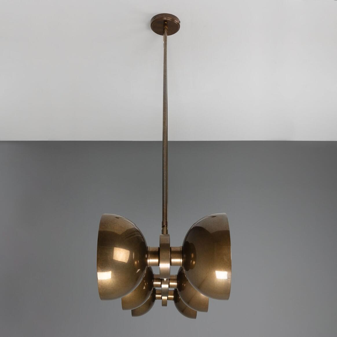 Mullan Eclipse Brass Dome Chandelier Six-Light - Antique Brass Finish