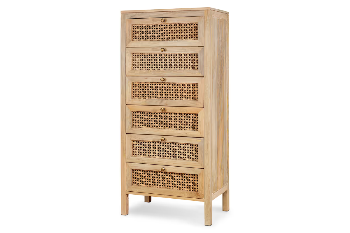 Nkuku - Kanz Mango Wood Tall Boy Chest of Drawers - Natural