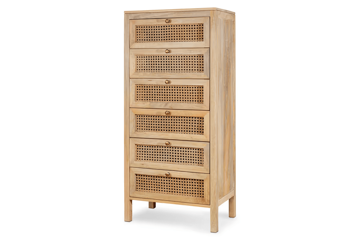 Nkuku - Kanz Mango Wood Tall Boy Chest of Drawers - Natural