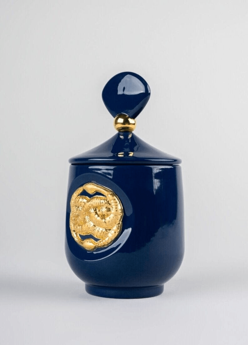 Lladró - Snake candle Luxurious Animals. A Secret Orient Scent in a porcelain holder with gold accents.