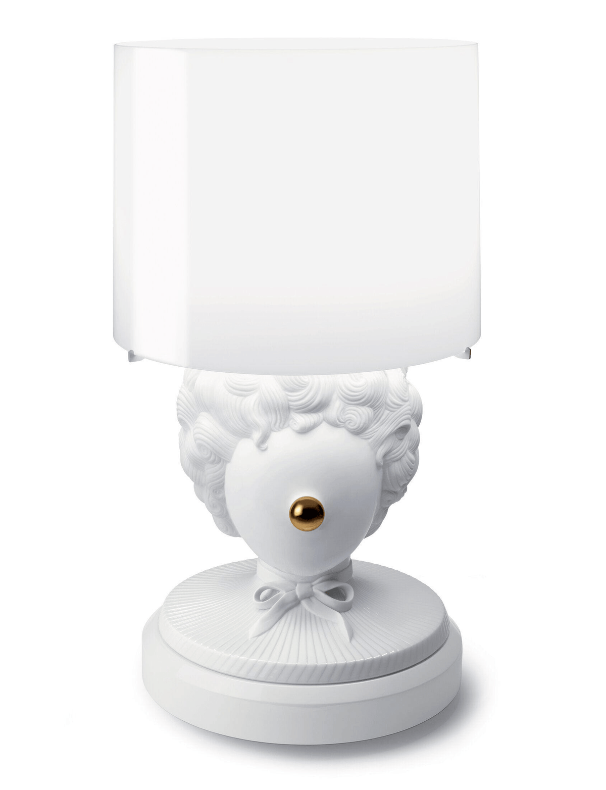 White Porcelain Lladró - The Clown Table Lamp. A magical Lladro design with a golden nose.