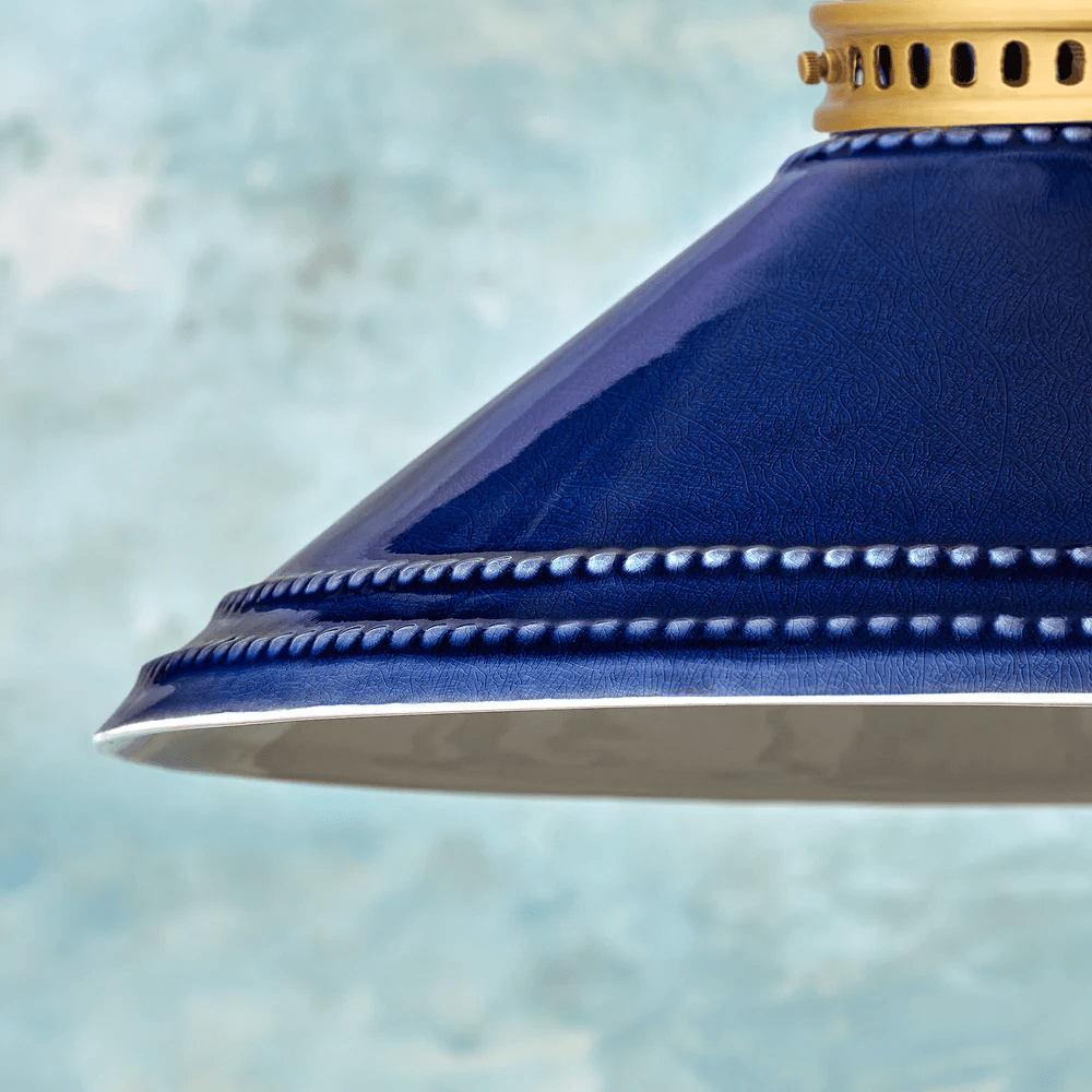 Pooky - Ted Ceramic Pendant Light Shade - Navy With Stone Interior