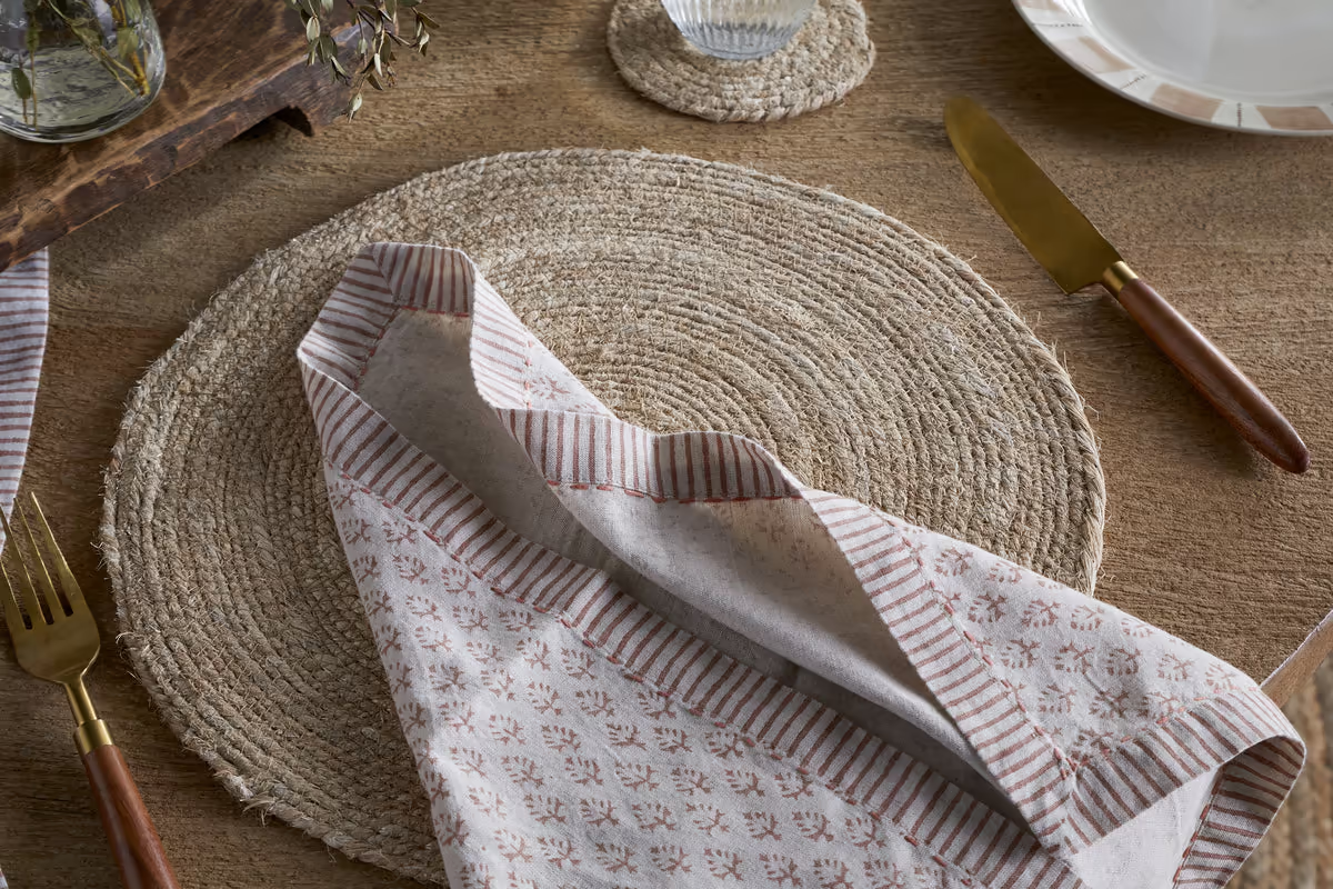 Nkuku - Peplu Block Print Napkin - Terracotta - Set of 4