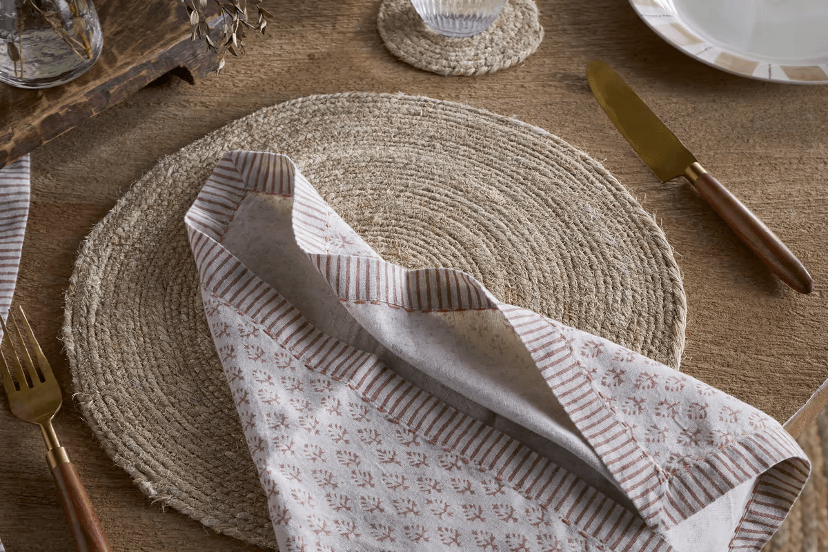 Nkuku - Peplu Block Print Napkin - Terracotta - Set of 4