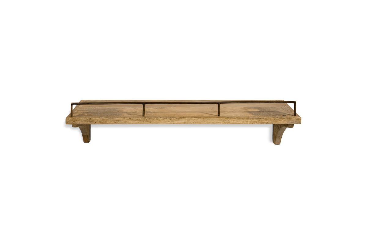 Nkuku - Meera Mango Wood & Iron Gallery Shelf - Natural - Small