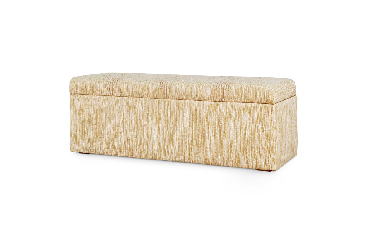 Nkuku - Aranya Cotton & Jute Upholstered Storage Bench - Natural