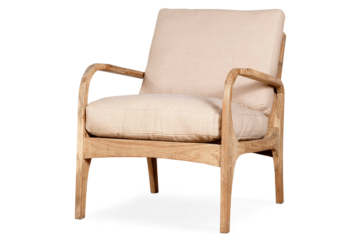 Nkuku - Jaya Acacia Wood & Linen Occasional Chair - Natural