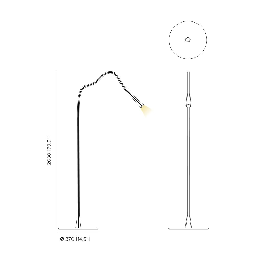 Contardi Lighting Flexiled Floor Lamp - Matt black silk lacquered - Ivory leather