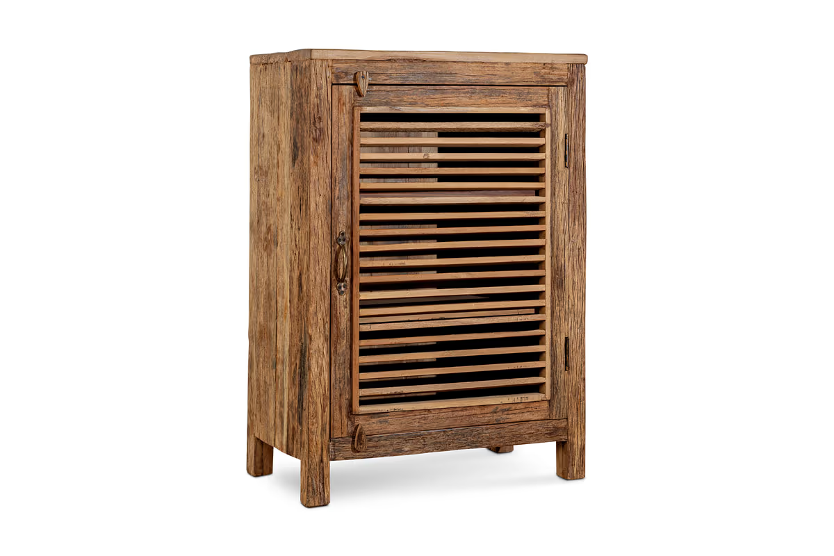 Nkuku - Ibo Reclaimed Wood Slatted Low Cabinet - Natural