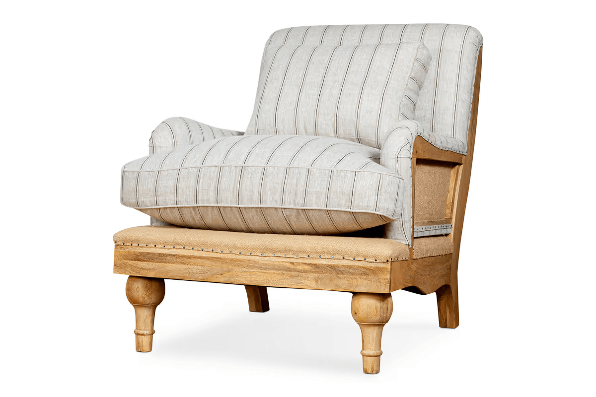 Nkuku - Abe Deconstructed Linen Armchair - Stripe - Natural