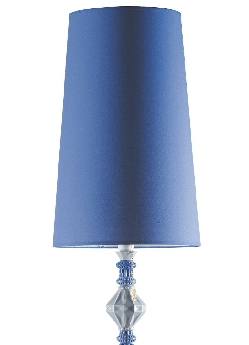 Lladró - Belle de Nuit Floor Lamp II - Blue featuring a chic blue shade and decorative porcelain base.