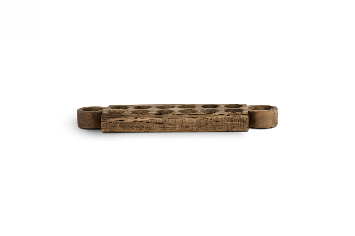 Nkuku - Makala Reclaimed Wood Tealight Holder - Natural