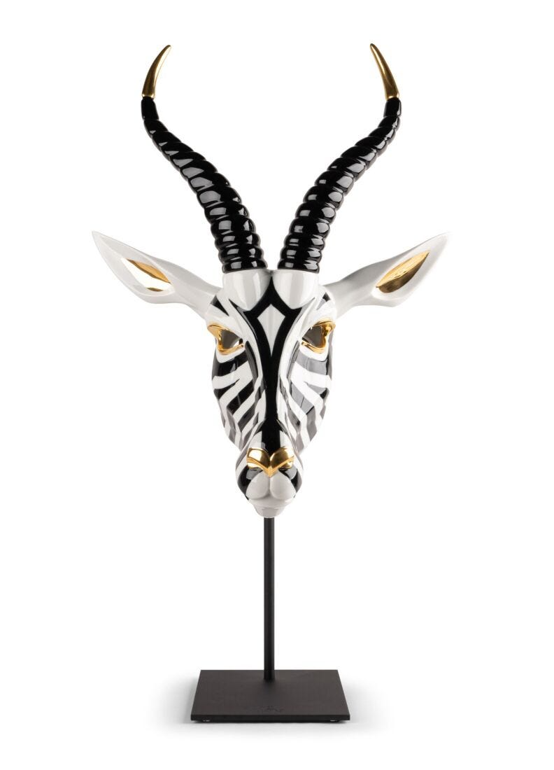Lladró - Antelope Mask - Black and Gold