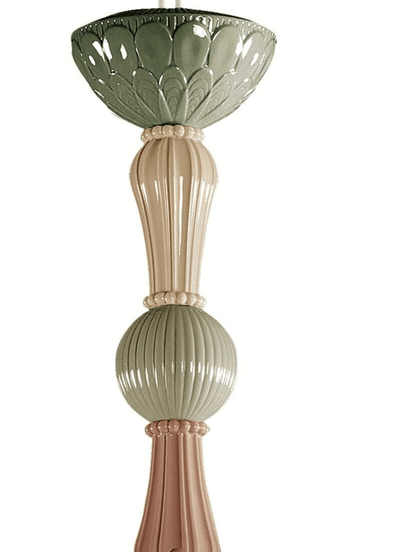 Lladró - Ivy and Seed 16 Lights Chandelier - Spices design in porcelain with organic shapes in soft colors.