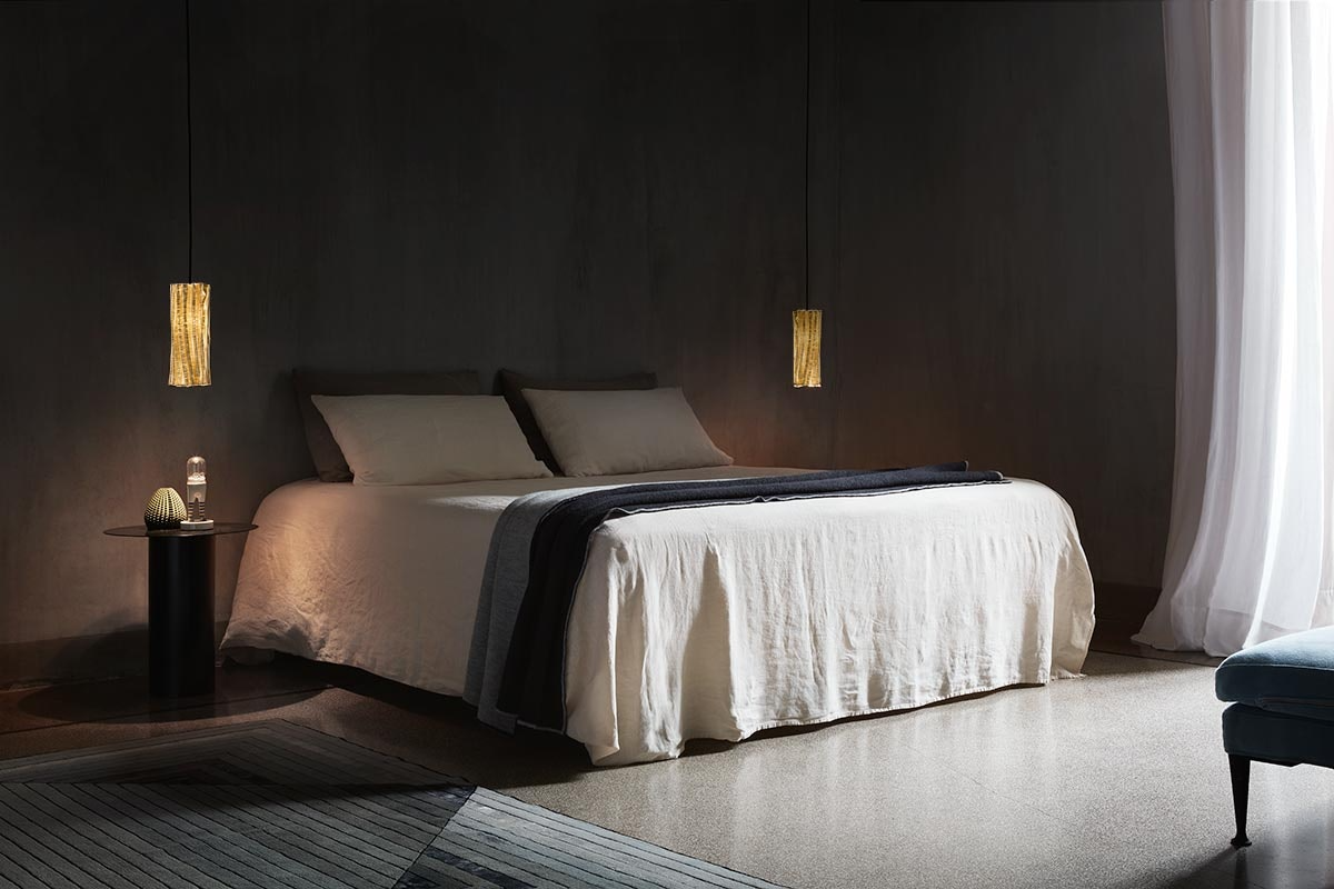 Slamp - Accordéon Vertical Suspension Lamp - Gold