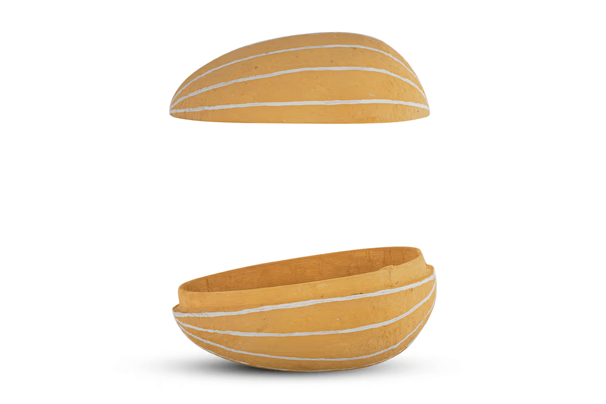 Nkuku - Surya Recycled Cotton Paper Standing Opening Egg - Ochre & Cream