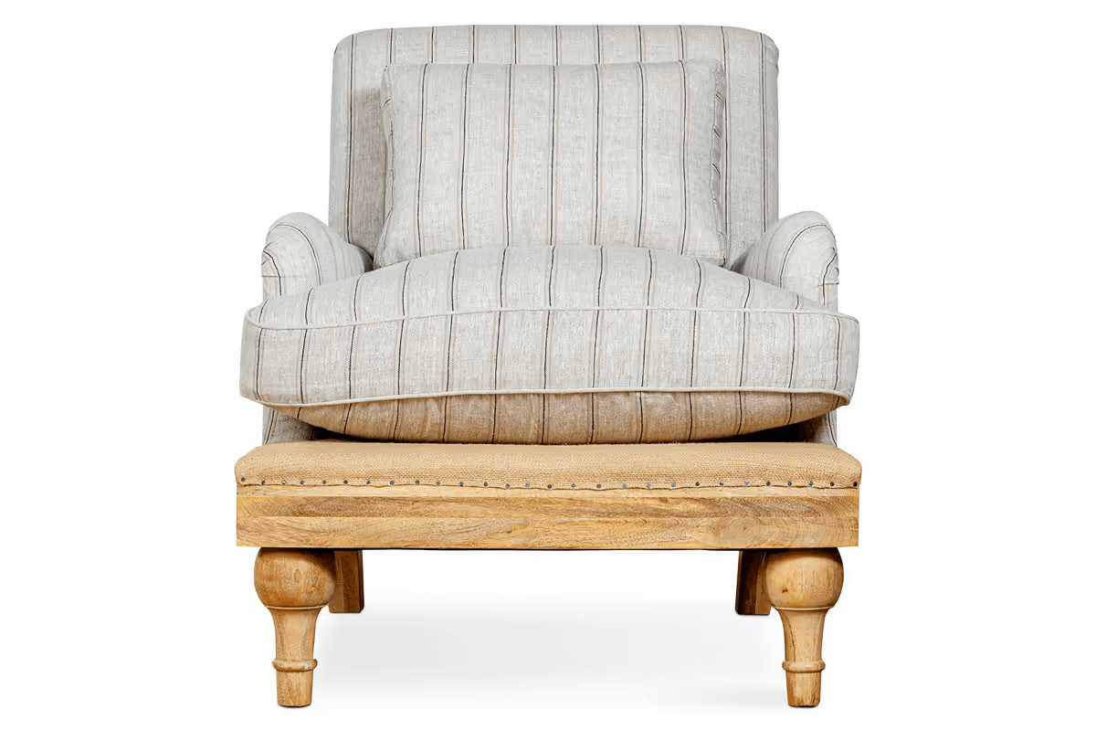 Nkuku - Abe Deconstructed Linen Armchair - Stripe - Natural
