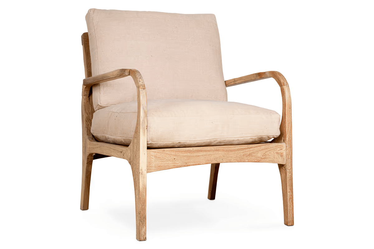 Nkuku - Jaya Acacia Wood & Linen Occasional Chair - Natural