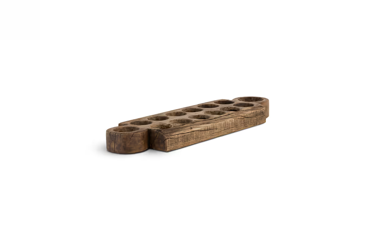 Nkuku - Makala Reclaimed Wood Tealight Holder - Natural