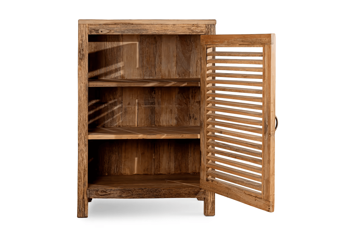 Nkuku - Ibo Reclaimed Wood Slatted Low Cabinet - Natural