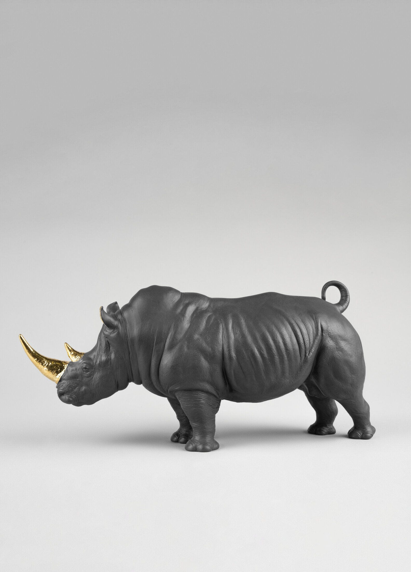 Lladró - Rhino Sculpture - Black-gold - Limited Edition
