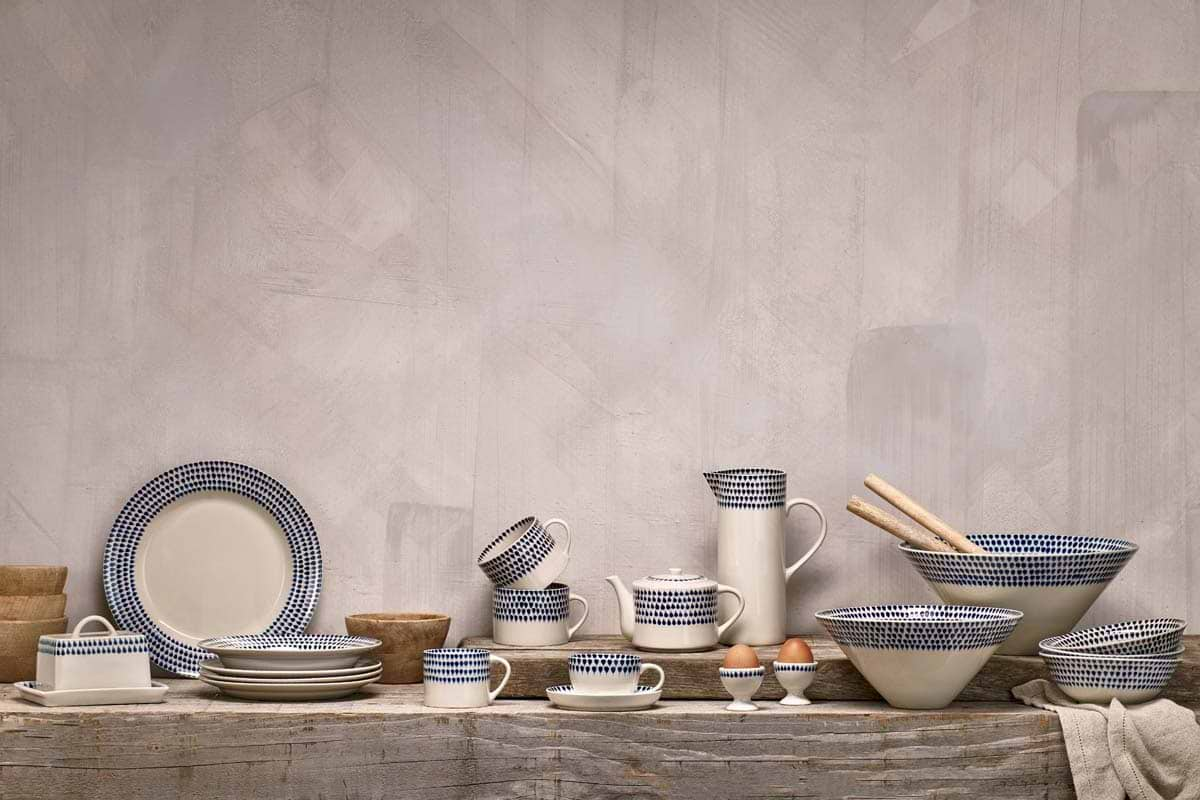 Nkuku - Indigo Drop Butter Dish - Cream & Indigo