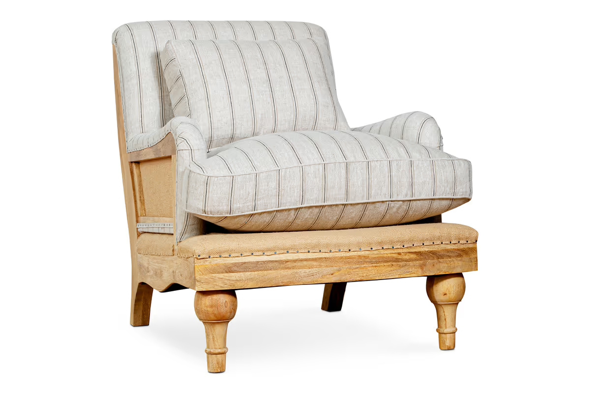Nkuku - Abe Deconstructed Linen Armchair - Stripe - Natural
