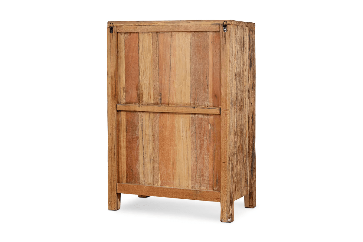 Nkuku - Ibo Reclaimed Wood Slatted Low Cabinet - Natural
