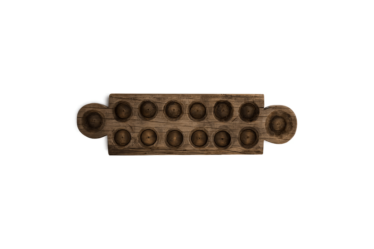 Nkuku - Makala Reclaimed Wood Tealight Holder - Natural