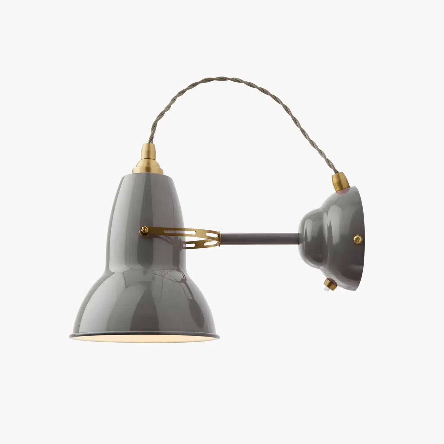 Anglepoise Light - Original 1227 Brass Wall Light Elephant Grey - Elephant Grey Finish - Steel Shade and Wall Plate