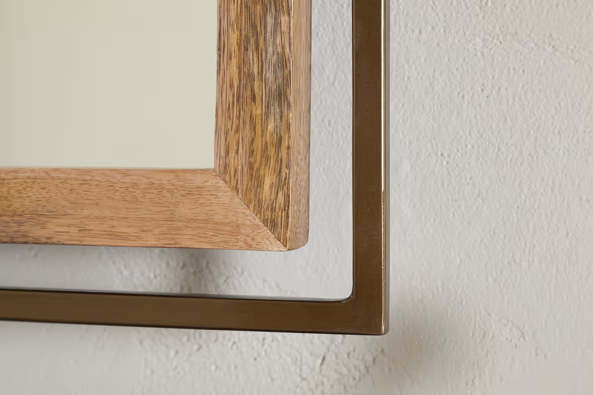 Nkuku - Mar Swivel Wall Mirror - Antique Brass & Natural