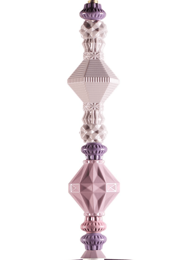 Lladró - Belle de Nuit Pendant Light II - Pink, a porcelain lighting design featuring pastel colors and geometric shapes.