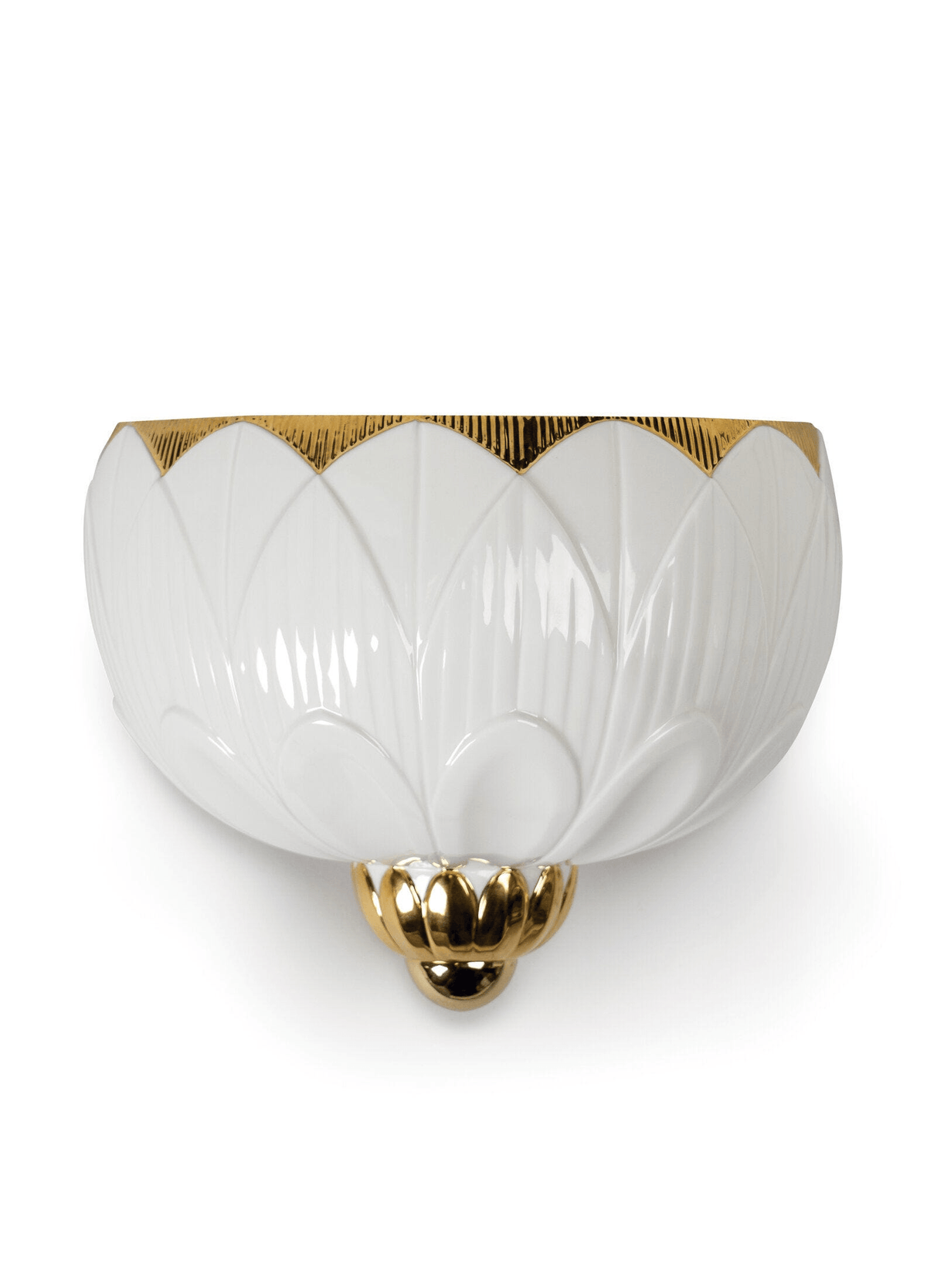 Lladró - Ivy & Seed Wall Sconce in porcelain with golden accents, showcasing an elegant organic design.