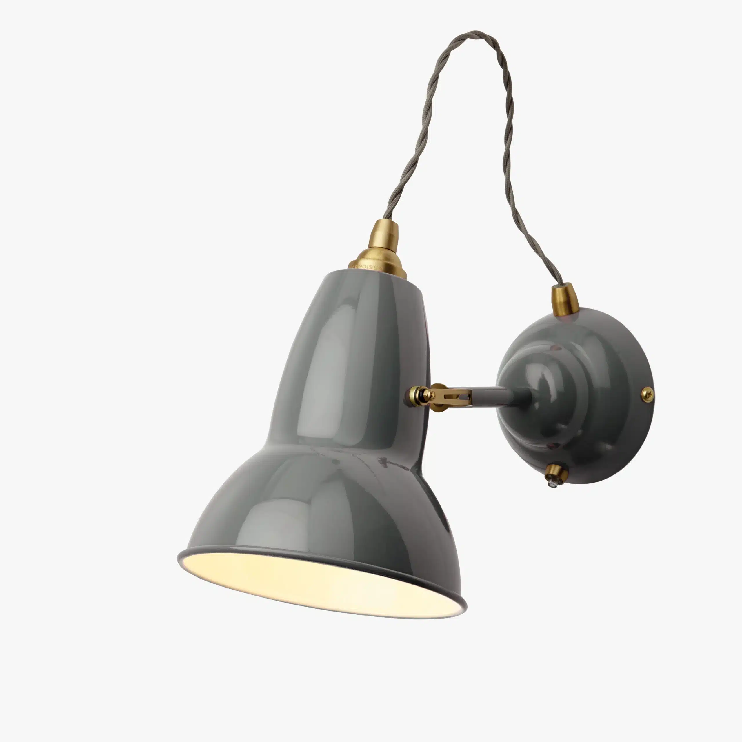 Anglepoise Light - Original 1227 Brass Wall Light Elephant Grey - Elephant Grey Finish - Steel Shade and Wall Plate