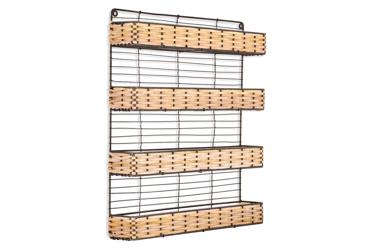 Nkuku - Montali Iron & Rattan Spice Rack - Natural