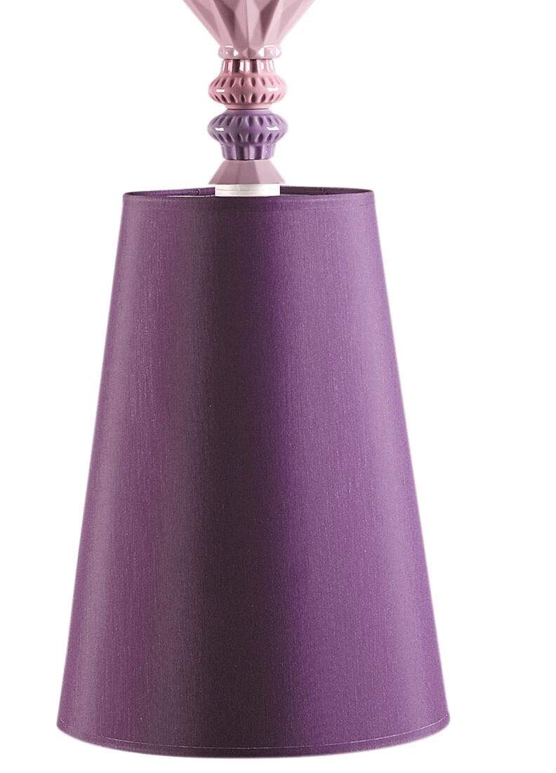 Lladró - Belle de Nuit Pendant Light II - Pink with a purple shade highlighting its porcelain design.