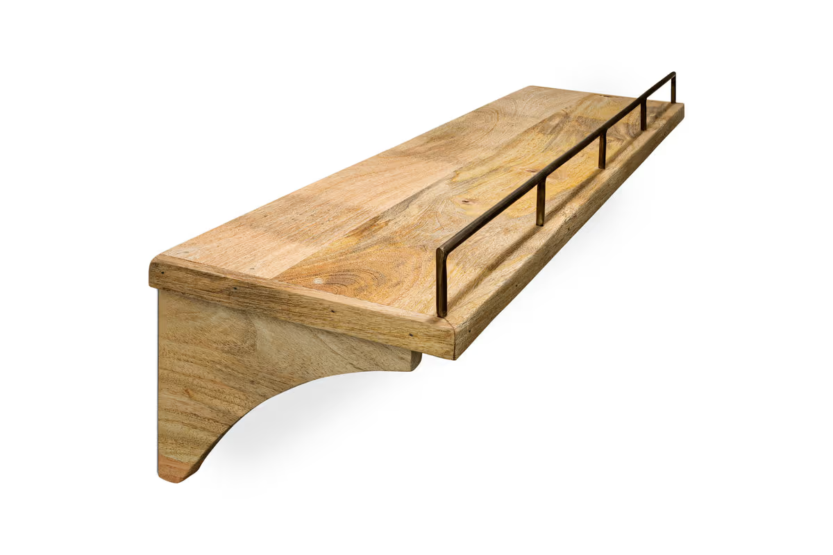Nkuku - Meera Mango Wood & Iron Gallery Shelf - Natural - Large
