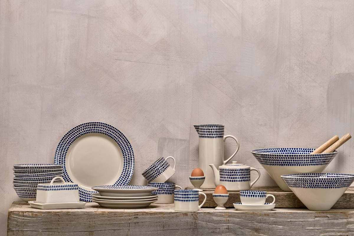 Nkuku - Indigo Drop Butter Dish - Cream & Indigo
