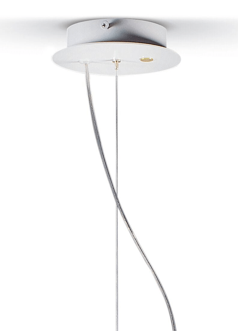 Lladró - Belle de Nuit Pendant Light II - Pink ceiling lamp suspension detail with sleek design and cables