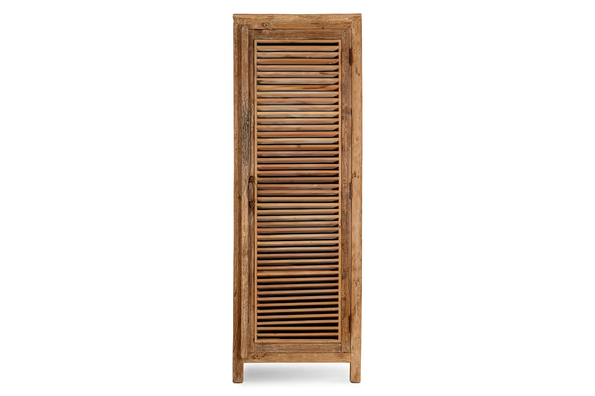 Nkuku - Ibo Reclaimed Wood Slatted Tall Cabinet - Natural
