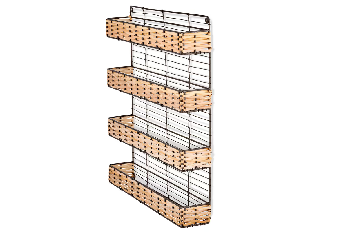 Nkuku - Montali Iron & Rattan Spice Rack - Natural